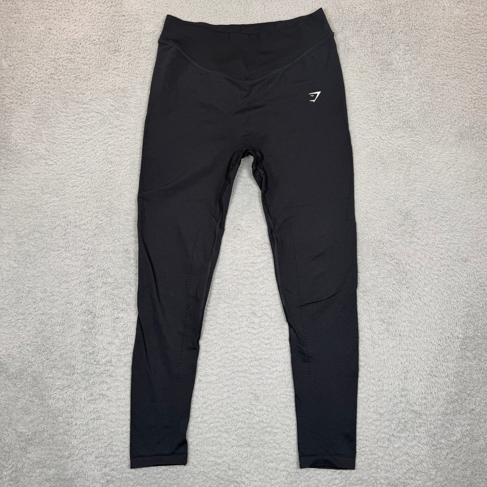 Gymshark Energy Seamless Leggings Black High Waisted Eyelet Detail Womens Size S